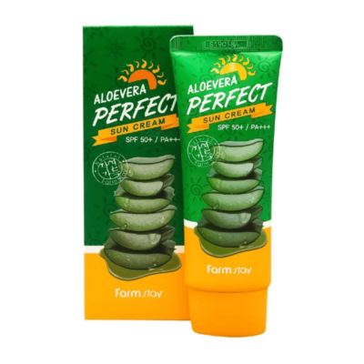 FARM STAY Солнцезащитный крем для лица и тела aloevera perfect sun cream spf 50+ pa+++, 70 мл