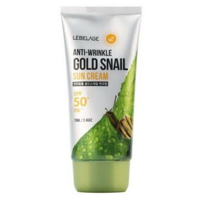 LEBELAGE Крем солнцезащитный для лица с муцином улитки anti-wrinkle gold snail sun cream, 70 мл