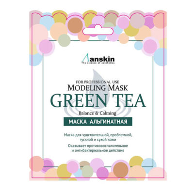 ANSKIN Маска альгинатная с экстрактом зеленого чая green tea modeling mask refill, 25 г