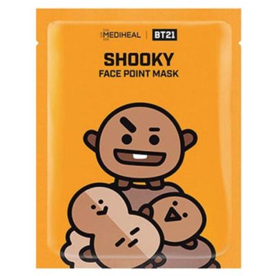 MEDIHEAL Тканевая маска-стикер bt21 shooky face point mask, 6 шт