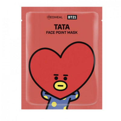 MEDIHEAL Тканевая маска-стикер тонизирующая bt21 tata face point mask, 6 шт