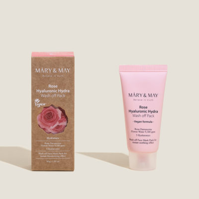 MARY&MAY Маска глиняная с розой rose hyaluronic hydra glow wash off pack, 30 г