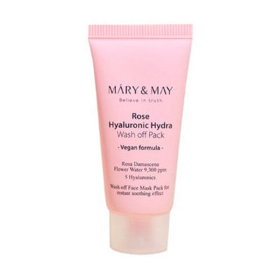 MARY&MAY Маска глиняная с розой rose hyaluronic hydra glow wash off pack, 30 г