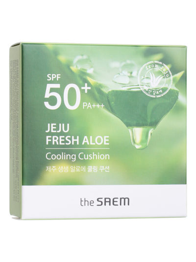 THE SAEM Кушон солнцезащитный jeju fresh aloe cooling cushion natural baige spf50+ pa++++, 12 г