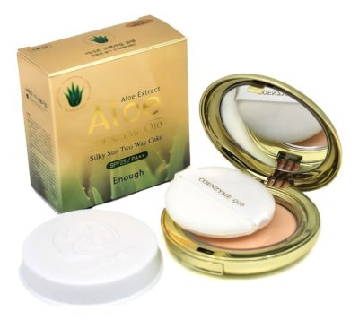 ENOUGH Пудра для лица № 13 + запасной блок coenzyme q10 aloe silky sun two way cake, 13 г