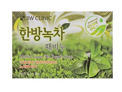 3W CLINIC Мыло туалетное с зеленым чаем herbal green tea beauty soap, 120 г