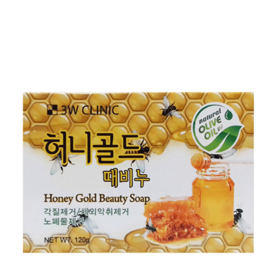 3W CLINIC Мыло туалетное с медом honey gold beauty soap, 120 г