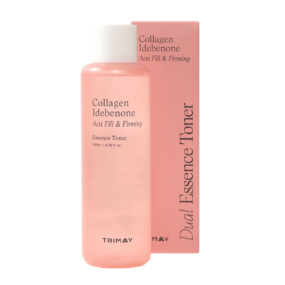 TRIMAY Тонер-эссенция укрепляющий collagen idebenone acti fill & firming dual essence toner, 200 мл