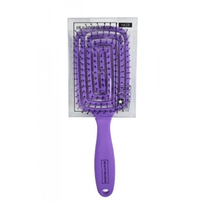 BEAUTY RELIGION Расческа мини для волос массажная распутывающая massage brush mini purple, 1 шт