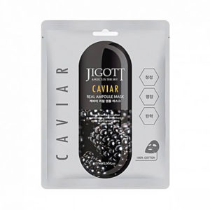 JIGOTT Маска тканевая ампульная с экстрактом черной икры caviar real ampoule mask, 27 мл