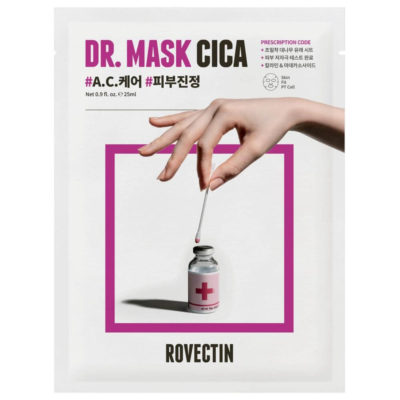 ROVECTIN Маска тканевая с каламином и мадекассосидом skin essentials dr. mask cica, 25 мл